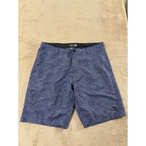 DaHui Hybrid Collection shorts Men's Size 34(36) AOP Waves Blue stretch EUC